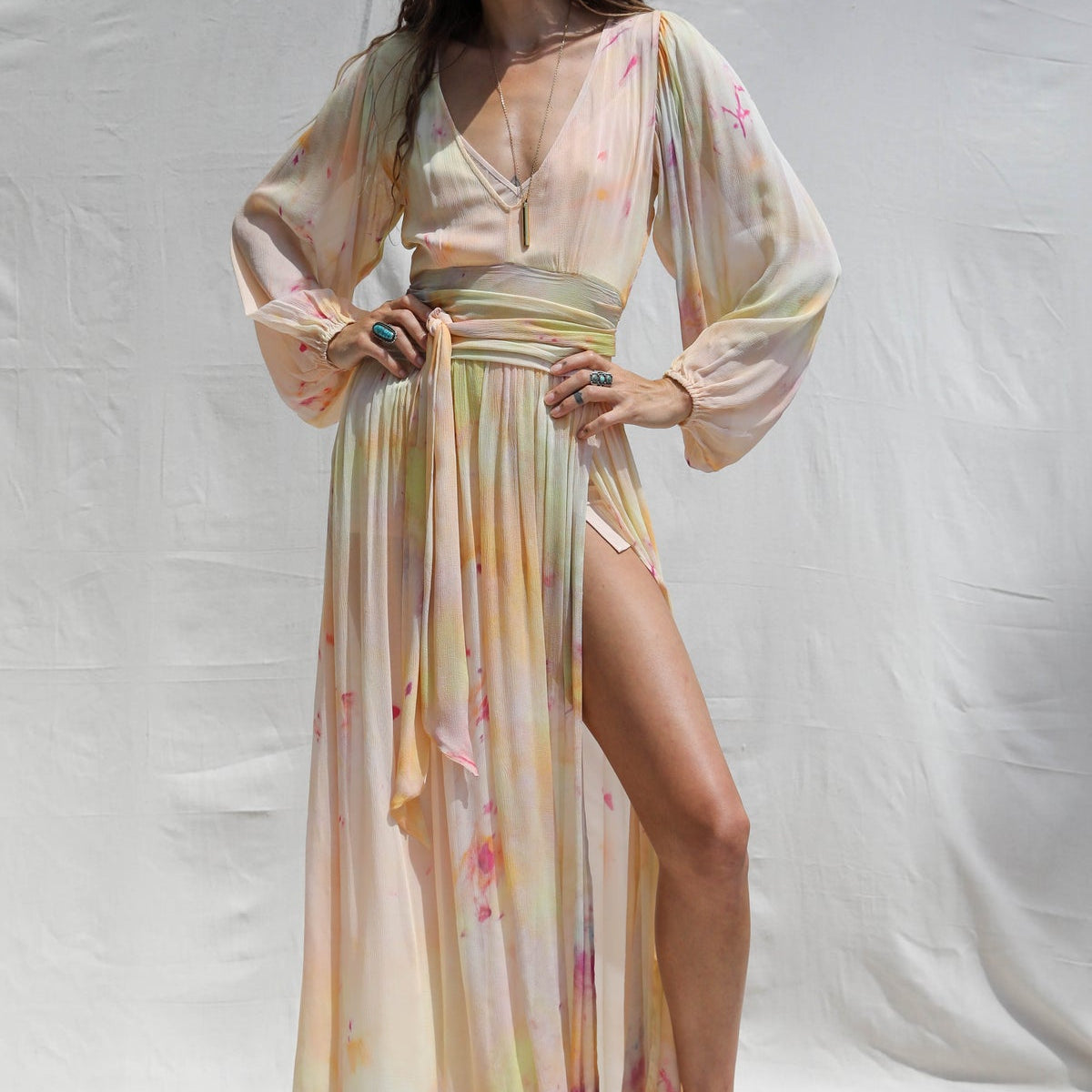 fitted lace wedding dress Ice Dye Lapis Maxi Small / Ice Dye Sorbet